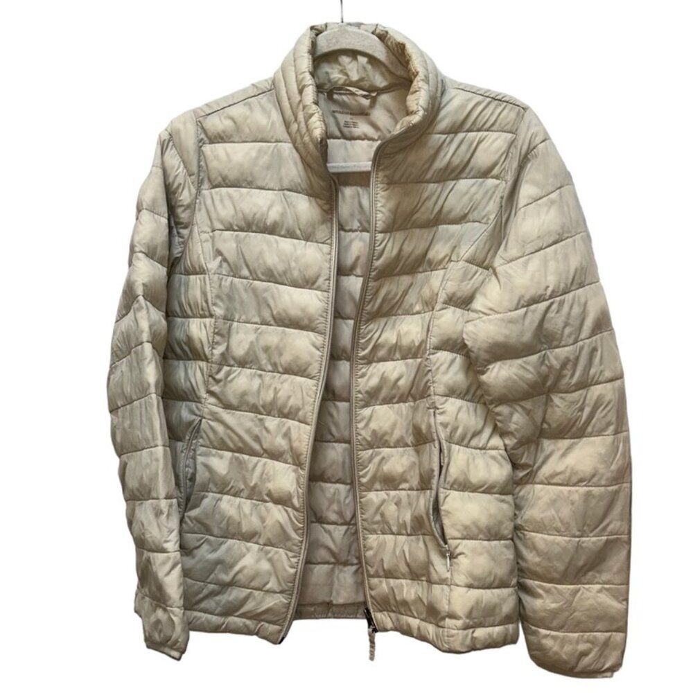 Amazon Essentials light bone khaki lightweight puffer sweater jacket M